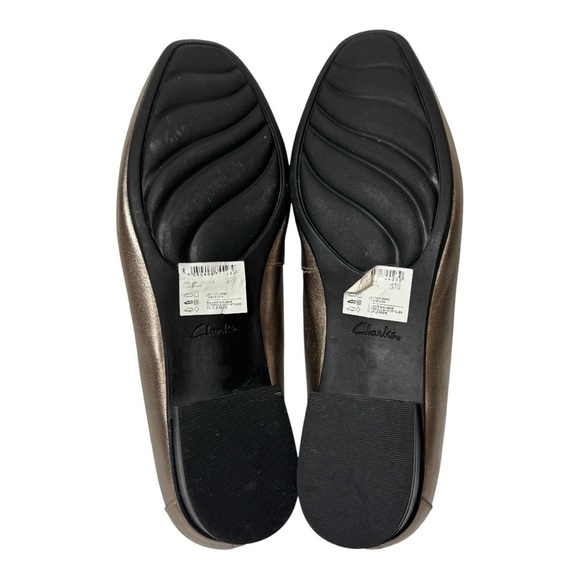 Clarks Juliet Lora Metallic Pewter Leather Loafers Womens Size 11 - Picture 10 of 11